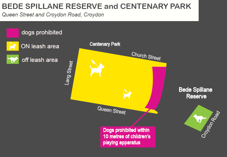 A map of Bede Spillane Reserve off leash dog area