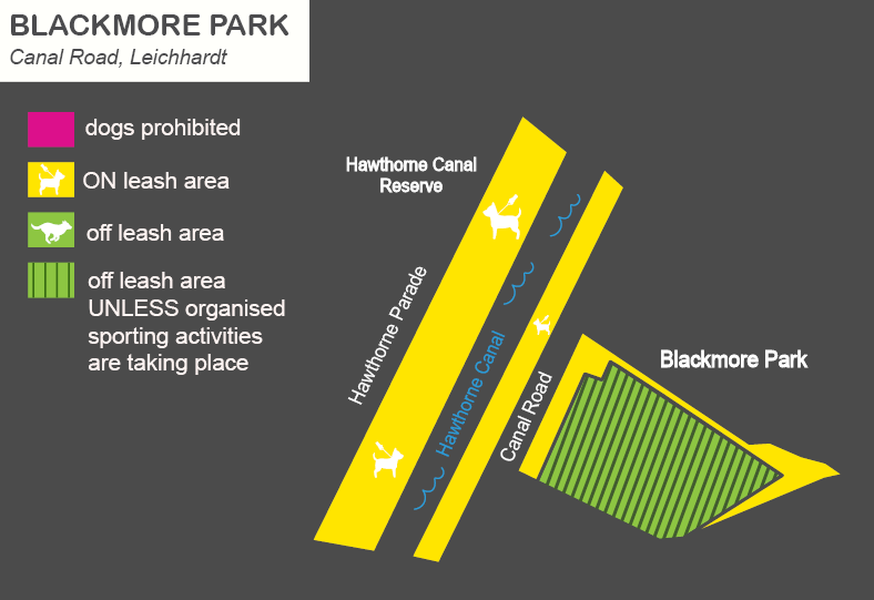 A map of Blackmore Park off leash dog area